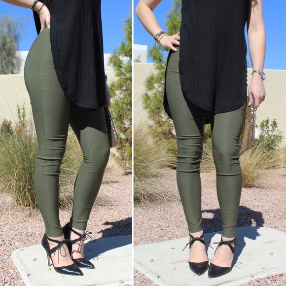 Olive High Waist Skinny Leg Pant - Picture 8 of 8